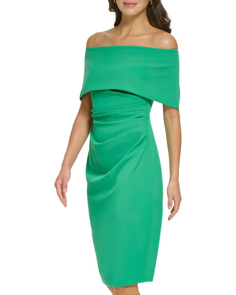 Vince Camuto Off-The-Shoulder Sheath Mini Šaty Damske Tmavo Zelene | FOGZ-75268