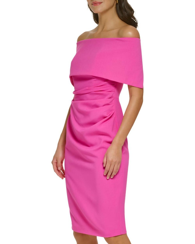 Vince Camuto Off-The-Shoulder Sheath Mini Šaty Damske Fuchsie Ruzove | MKOH-81397