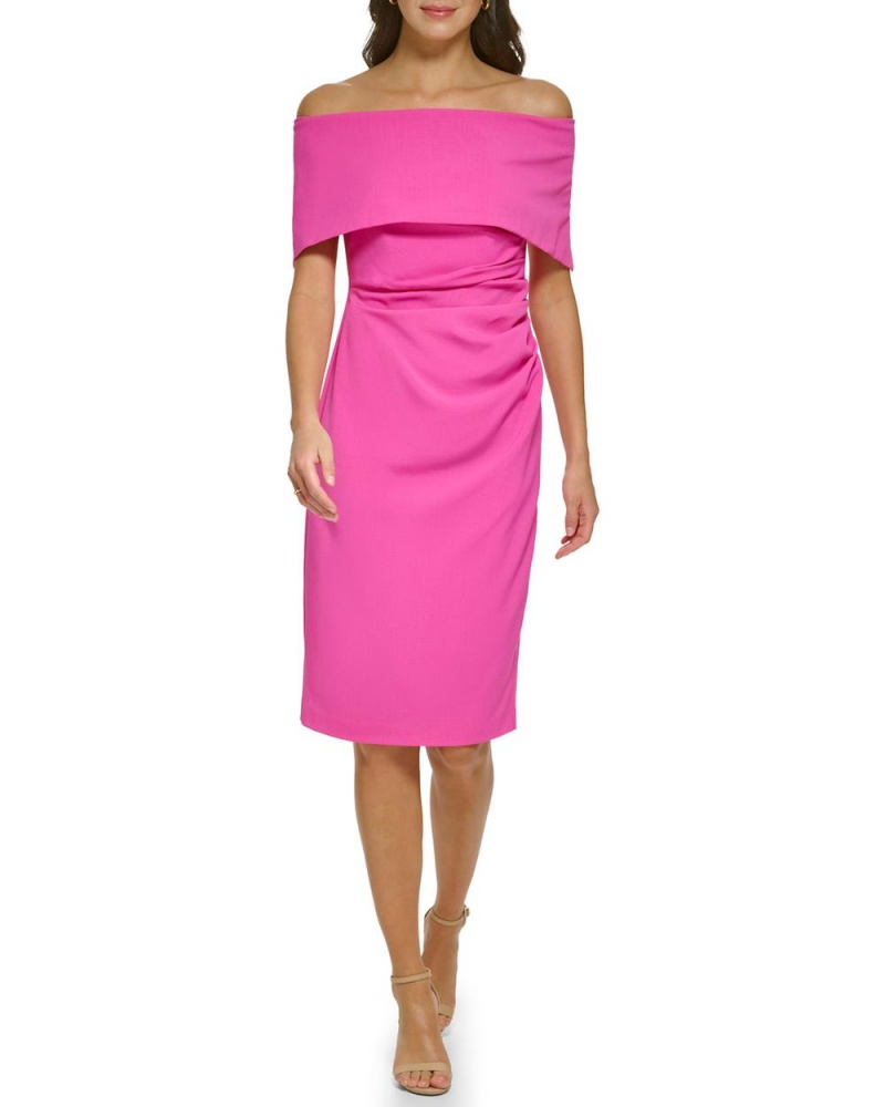 Vince Camuto Off-The-Shoulder Sheath Mini Šaty Damske Fuchsie Ruzove | MKOH-81397