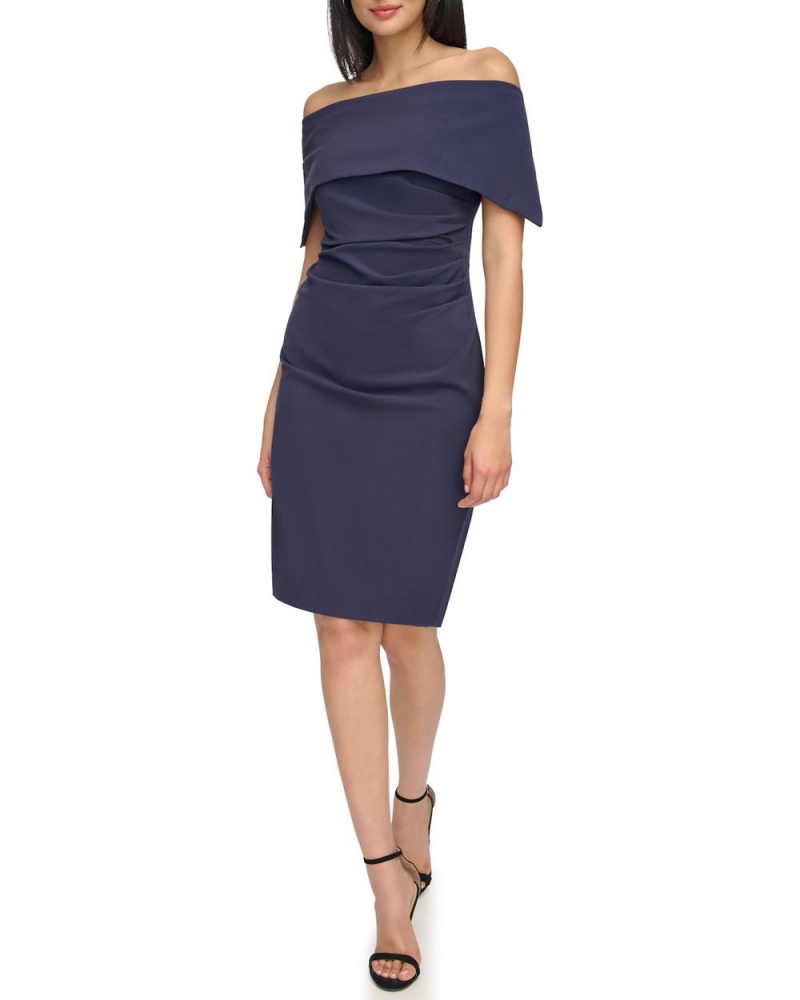 Vince Camuto Off-The-Shoulder Sheath Mini Šaty Damske Námornícka Modrá | BAVC-02839