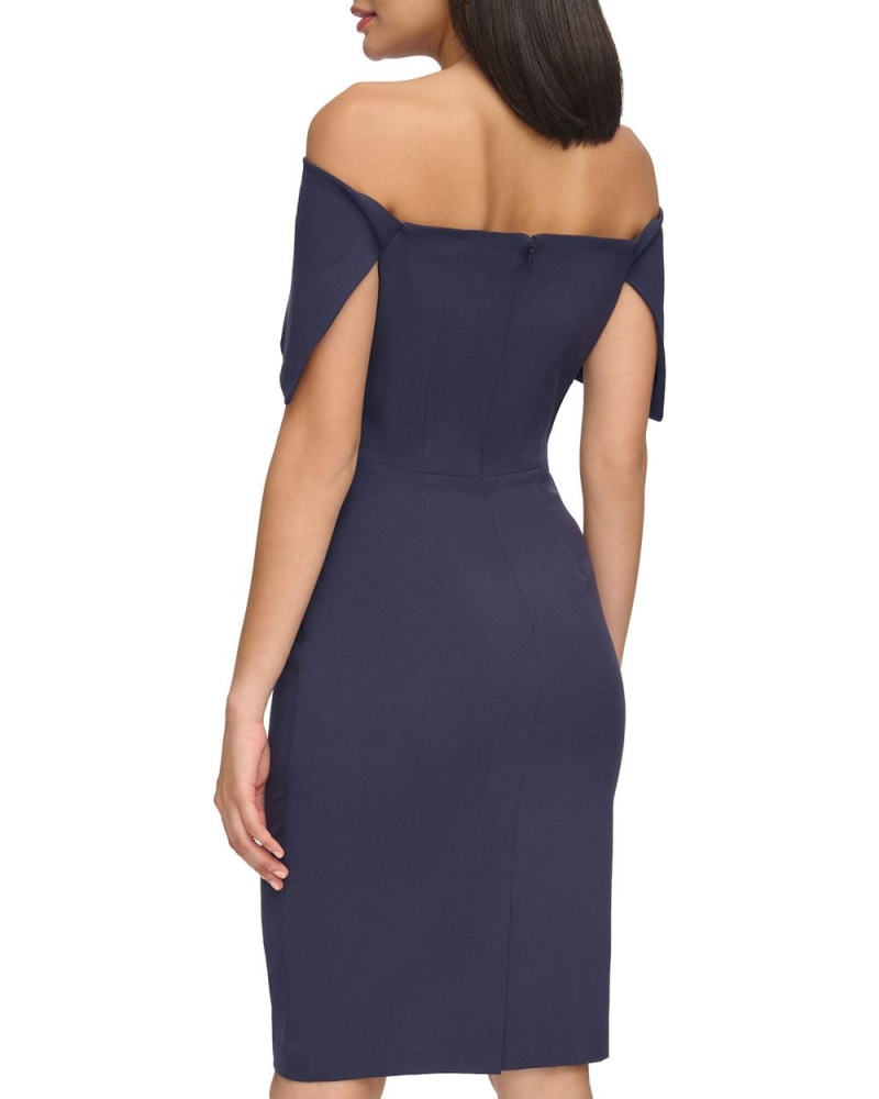 Vince Camuto Off-The-Shoulder Sheath Mini Šaty Damske Námornícka Modrá | BAVC-02839