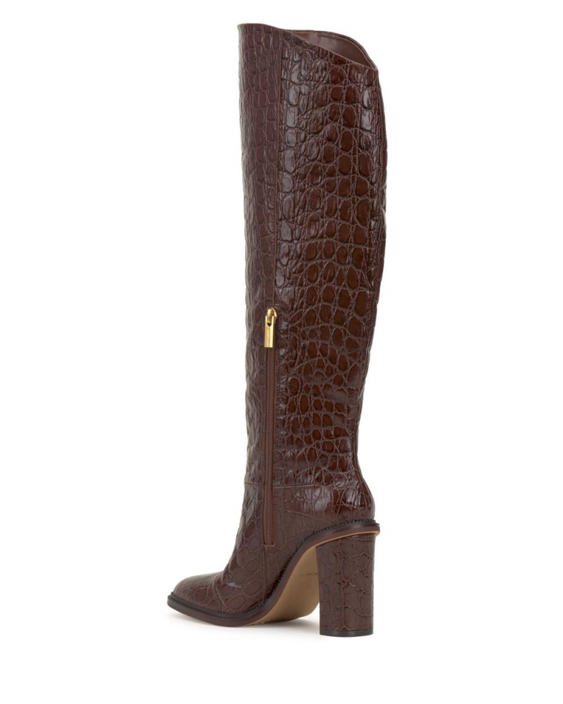 Vince Camuto Pendarie Siroke Topanky-Calf Čižmy Nad Kolená Damske Hnede Čokoláda | LRYA-27649