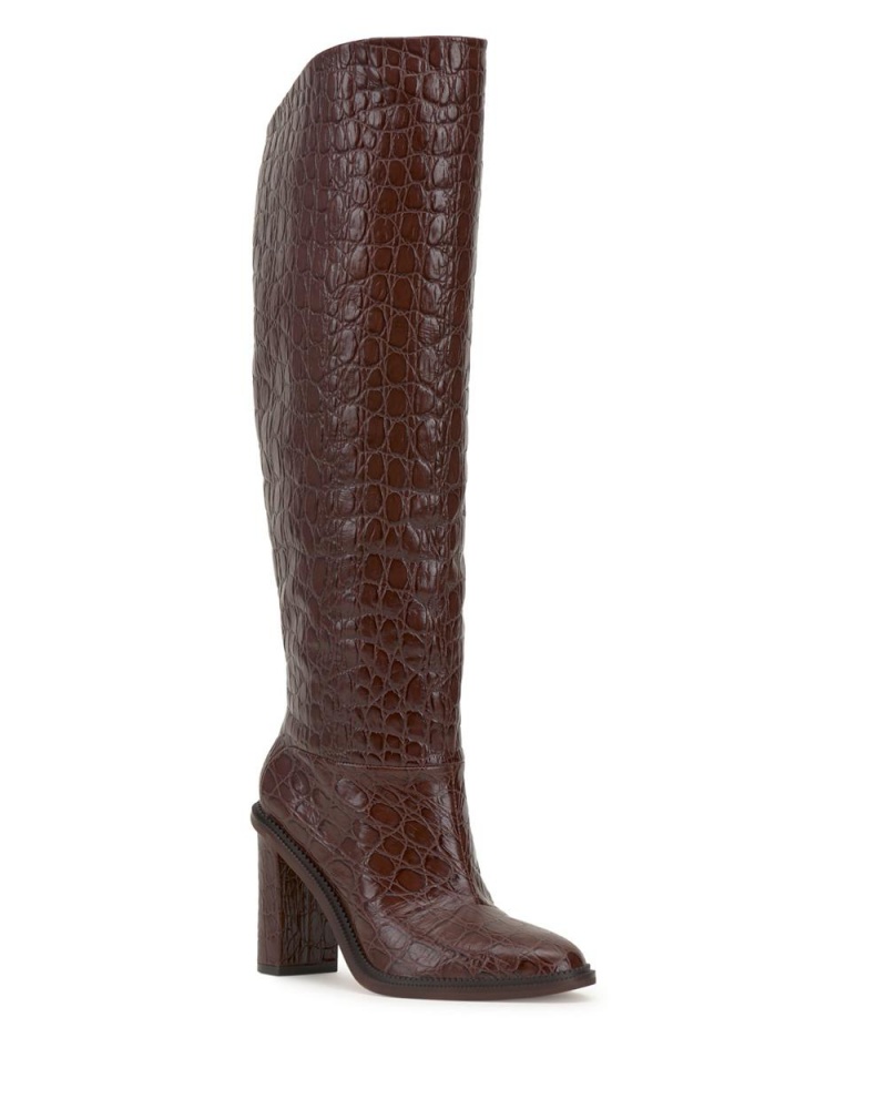 Vince Camuto Pendarie Siroke Topanky-Calf Čižmy Nad Kolená Damske Hnede Čokoláda | LRYA-27649