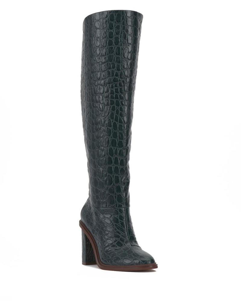 Vince Camuto Pendarie Siroke Topanky-Calf Čižmy Nad Kolená Damske Evergreen Croc Print | EIGK-38491