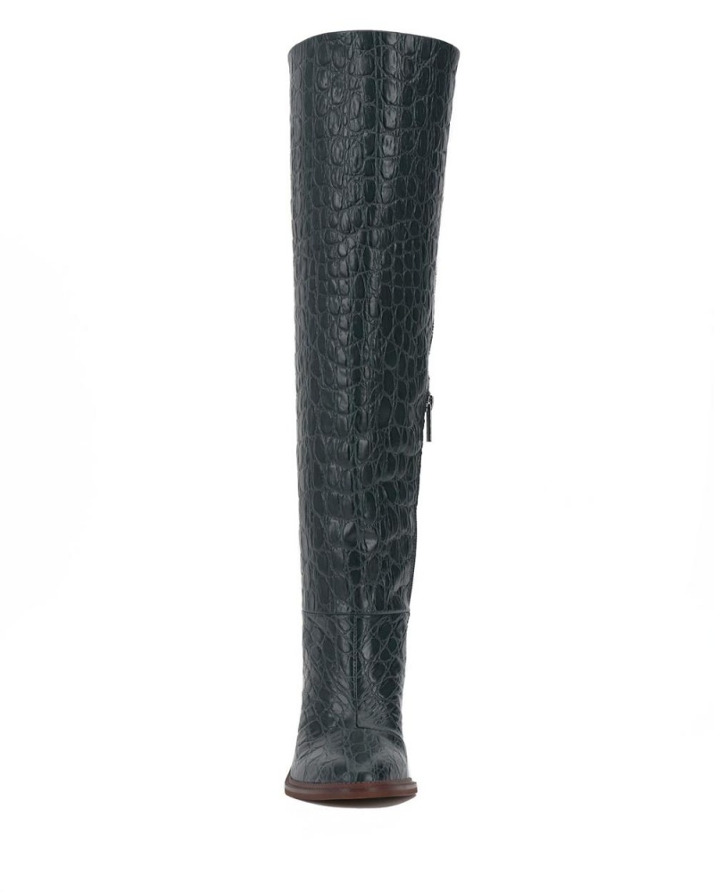 Vince Camuto Pendarie Siroke Topanky-Calf Čižmy Nad Kolená Damske Evergreen Croc Print | EIGK-38491