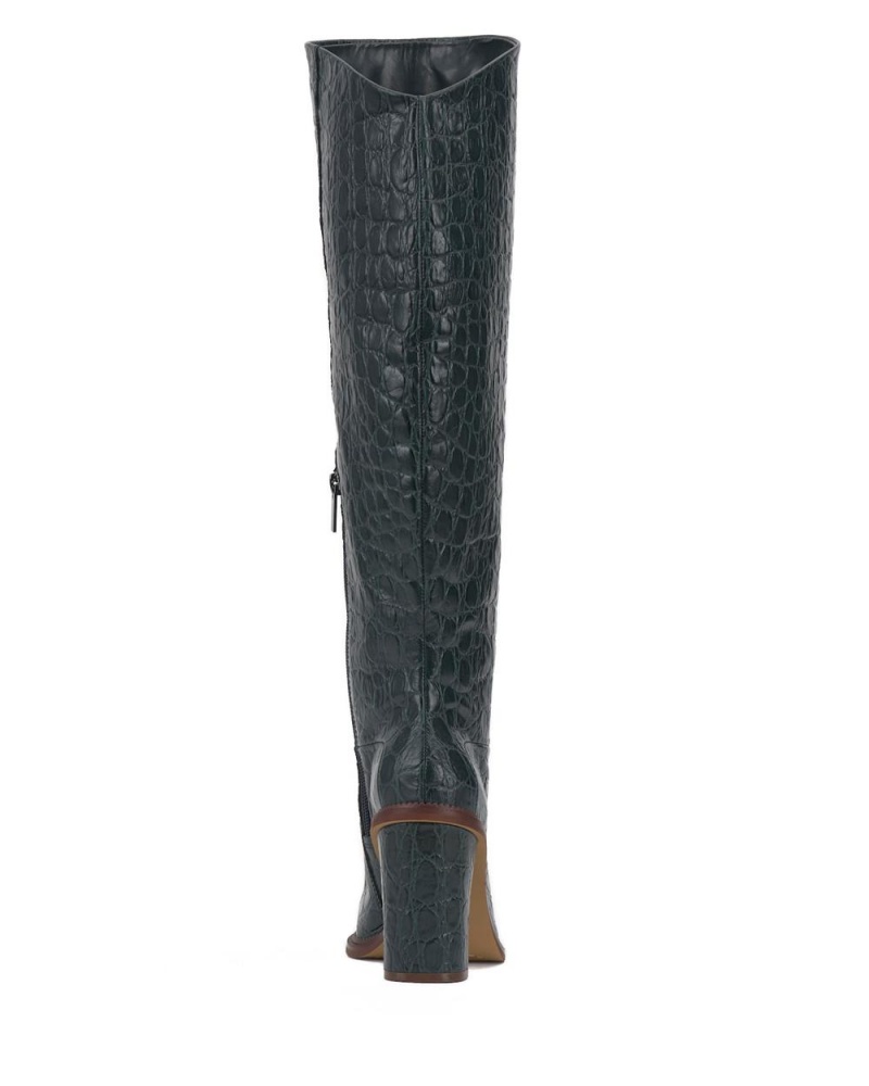 Vince Camuto Pendarie Siroke Topanky-Calf Čižmy Nad Kolená Damske Evergreen Croc Print | EIGK-38491