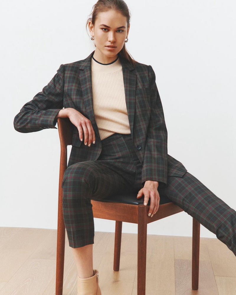 Vince Camuto Plaid Blejzer Damske Čierne | TCLR-45860