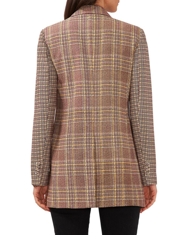 Vince Camuto Plaid Double-Breasted Blejzer Damske Hnede | HUMA-42175