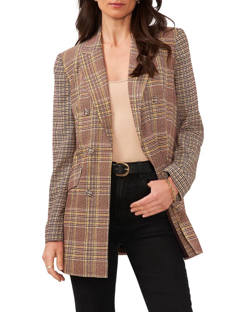 Vince Camuto Plaid Double-Breasted Blejzer Damske Hnede | HUMA-42175