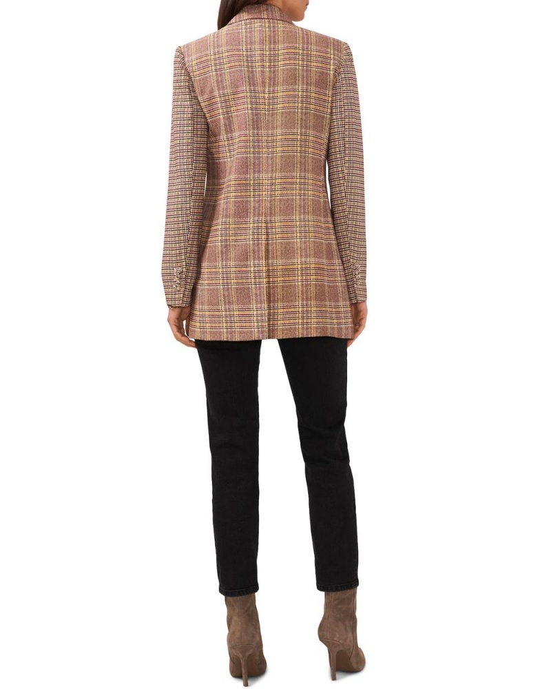 Vince Camuto Plaid Double-Breasted (Plus Size) Blejzer Damske Hnede | HGDQ-25196