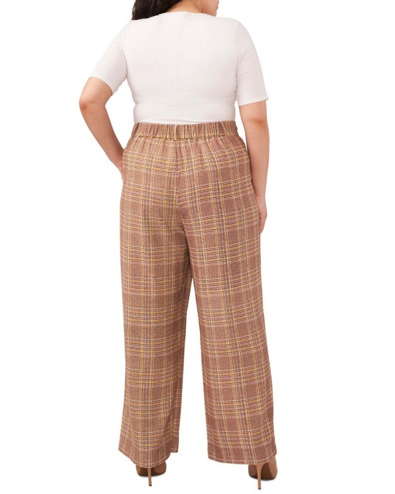 Vince Camuto Plaid Plisované Siroke Topanky-Leg (Plus Size) Nohavice Damske Hnede | VROQ-98634