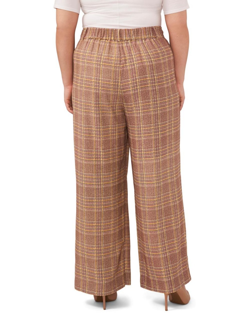 Vince Camuto Plaid Plisované Siroke Topanky-Leg (Plus Size) Nohavice Damske Hnede | VROQ-98634