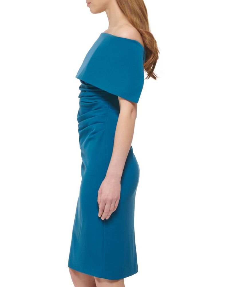 Vince Camuto Plisované Off-The-Shoulder (Petite) Midi Šaty Damske Modre | EISN-98563