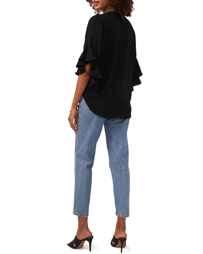 Vince Camuto Plisované Ruffled-Sleeve Bluzka Damske Čierne | BNAZ-19782