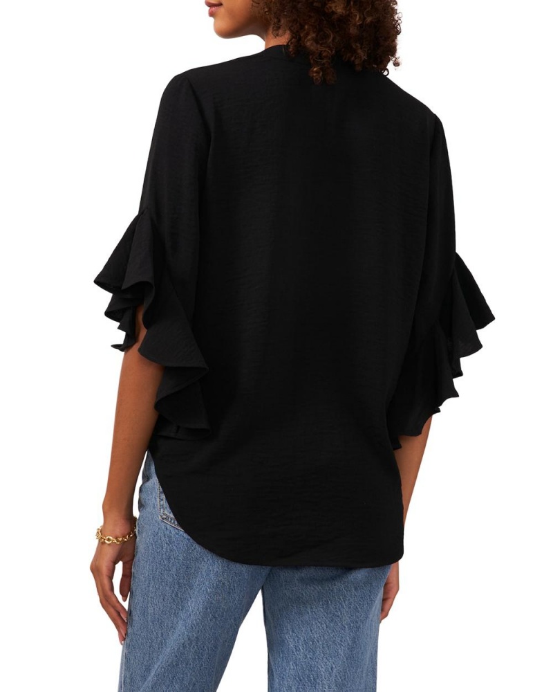 Vince Camuto Plisované Ruffled-Sleeve Bluzka Damske Čierne | BNAZ-19782