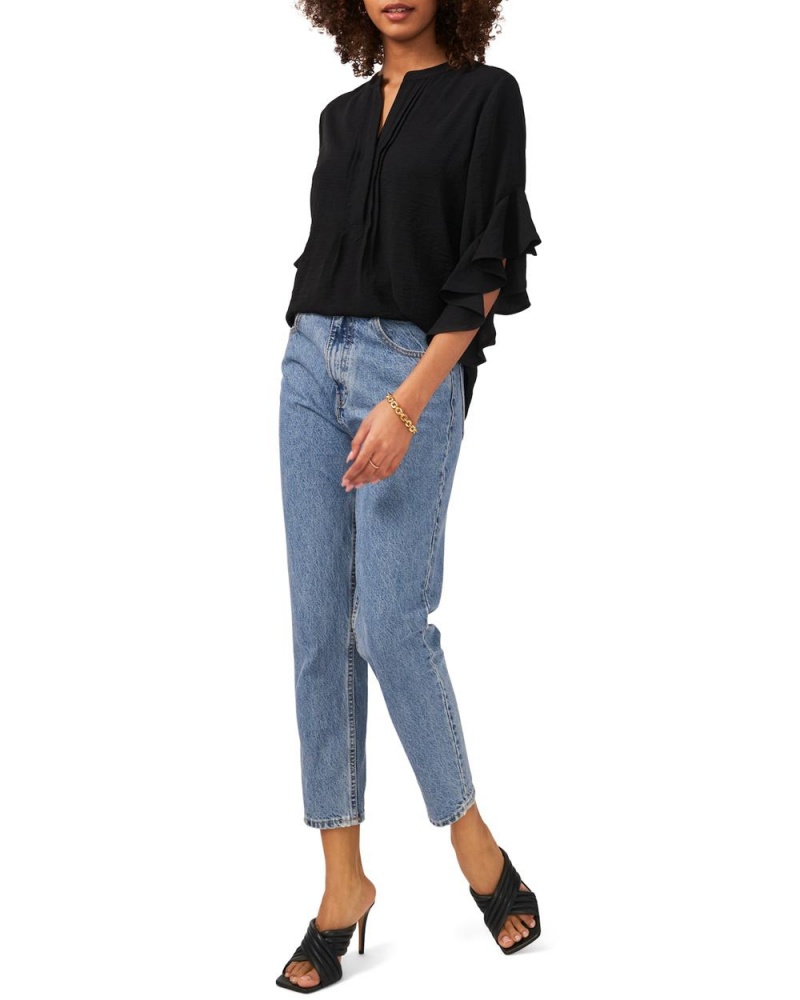 Vince Camuto Plisované Ruffled-Sleeve Bluzka Damske Čierne | BNAZ-19782