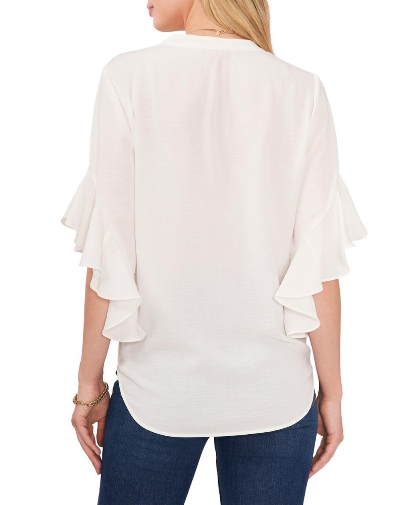 Vince Camuto Plisované Ruffled-Sleeve Bluzka Damske Biele | SQCB-57260