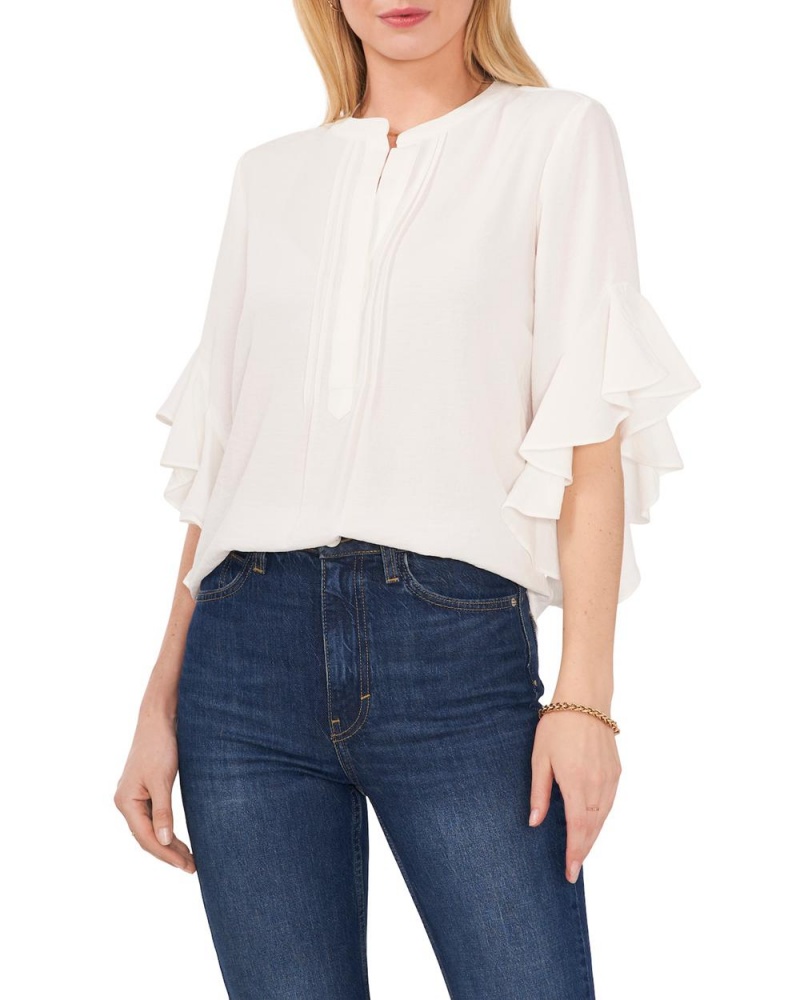 Vince Camuto Plisované Ruffled-Sleeve Bluzka Damske Biele | SQCB-57260