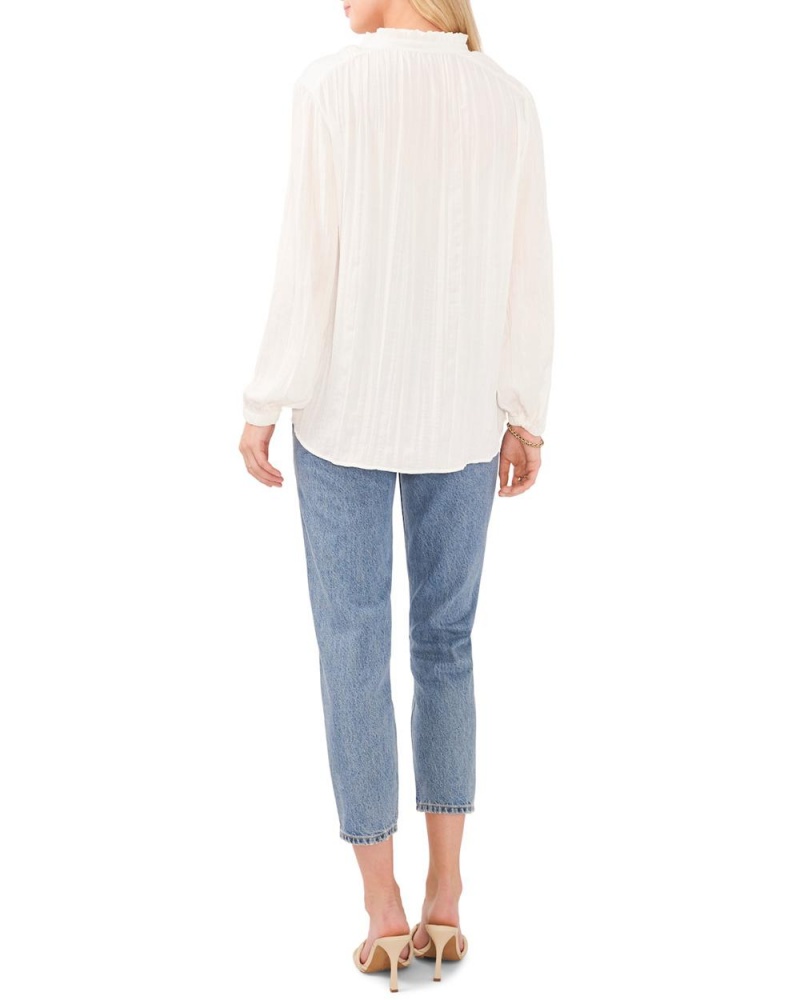 Vince Camuto Plisované Tie-Neck Bluzka Damske Biele | DWKI-35097