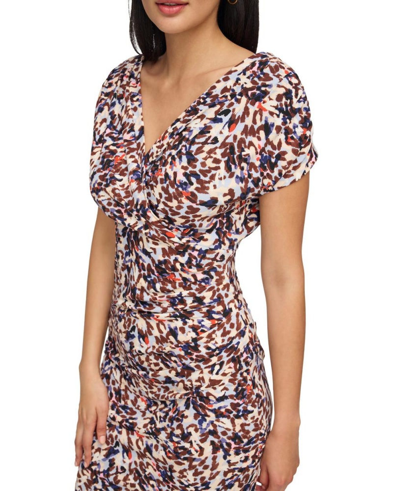 Vince Camuto Printed Asymmetrical Hem Saty Damske Modre | RNAG-16254