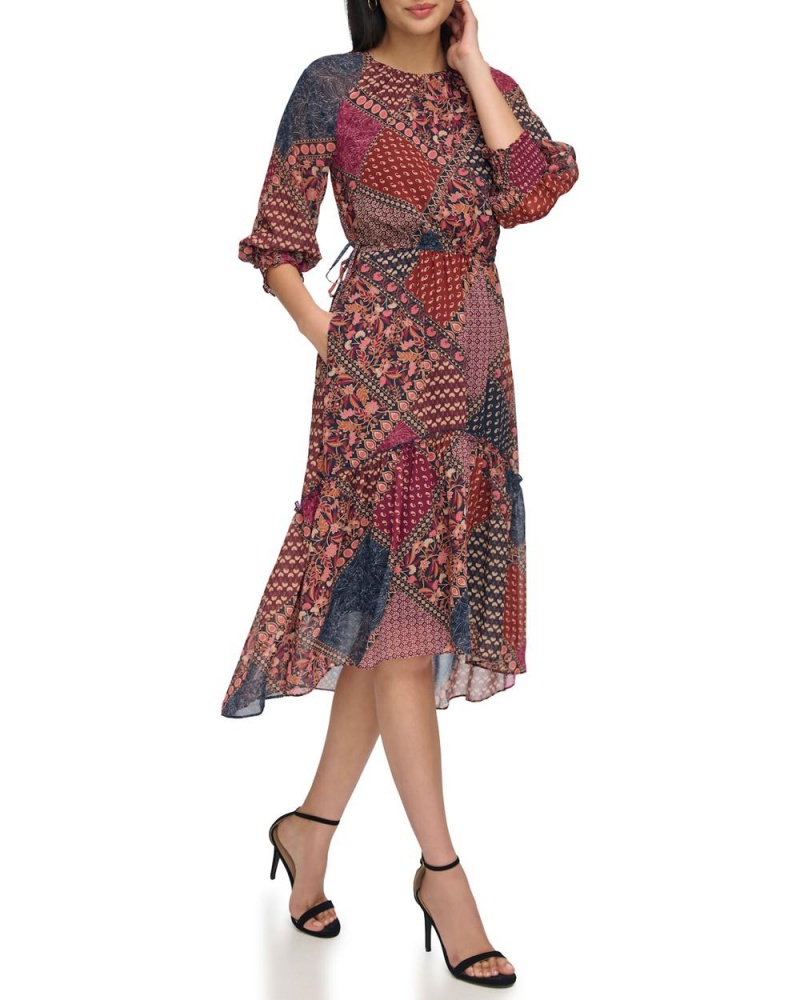 Vince Camuto Printed High-Low Midi Šaty Damske Modre | LCYH-17482
