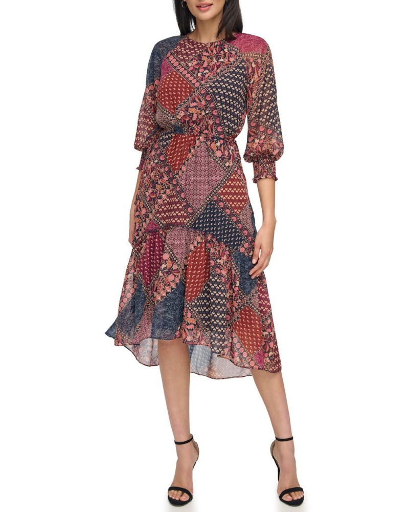 Vince Camuto Printed High-Low Midi Šaty Damske Modre | LCYH-17482