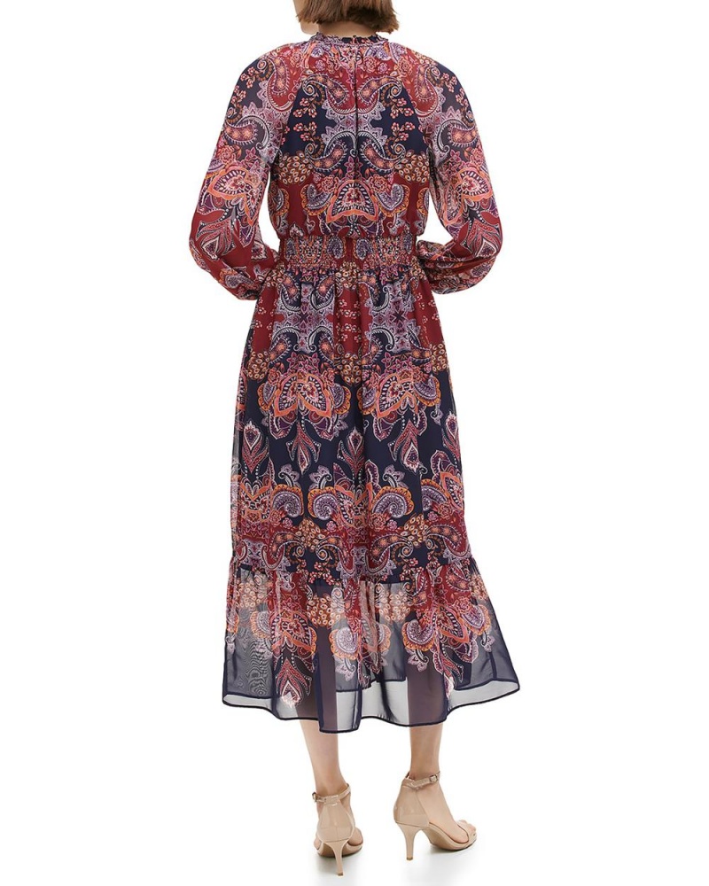 Vince Camuto Printed Smocked-Pásom Midi Šaty Damske Viacfarebný | XLZT-87163