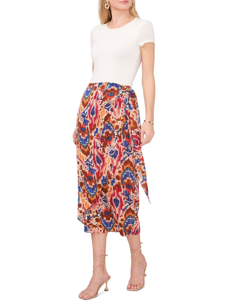 Vince Camuto Printed Tie-Front Midi Sukne Damske Červené | QTAE-45208