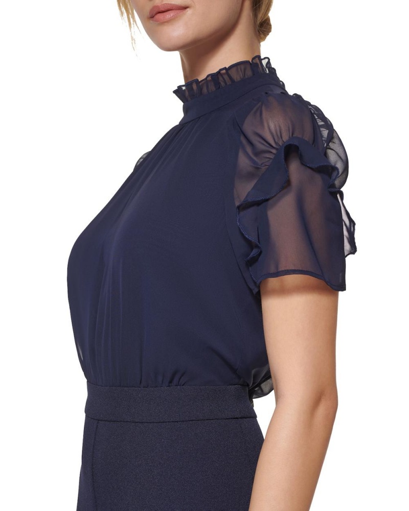 Vince Camuto Puff-Sleeve Kombineza Damske Námornícka Modrá | RUWV-05641