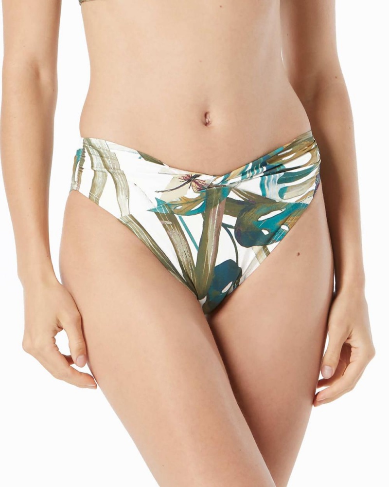 Vince Camuto Rainforest-Print Twist-Front Bikiny Damske Biele | BYUP-51703