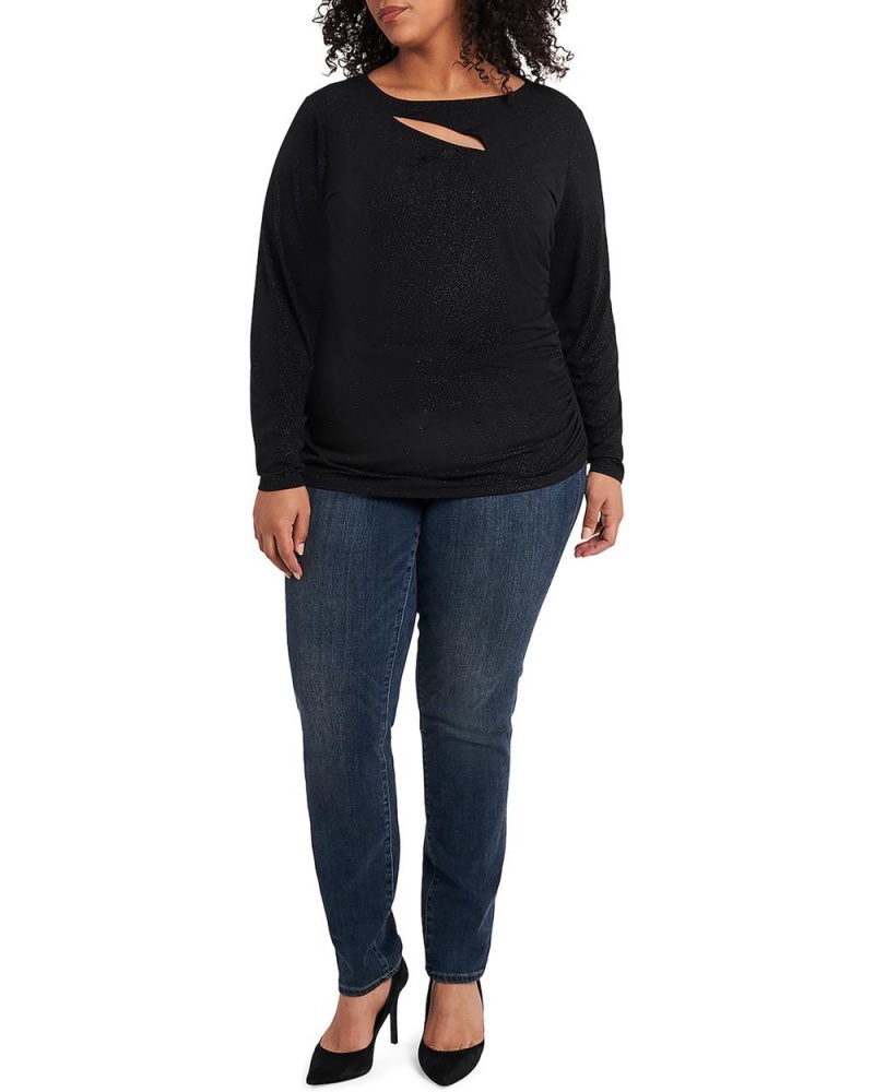 Vince Camuto Ruched Cutout Jersey (Plus Size) Topy Damske Čierne | VZEL-39170