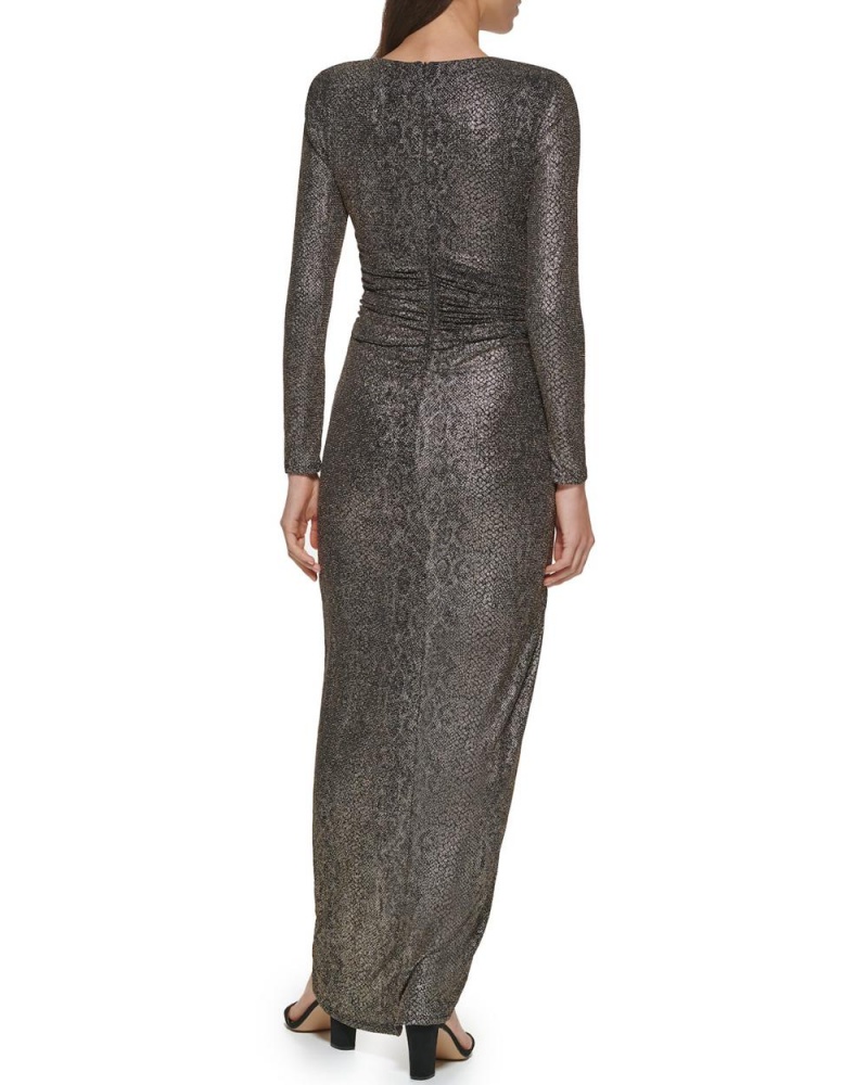 Vince Camuto Ruched Metallic V-Neck Gown Maxi Šaty Damske Zlate | QXSW-76813