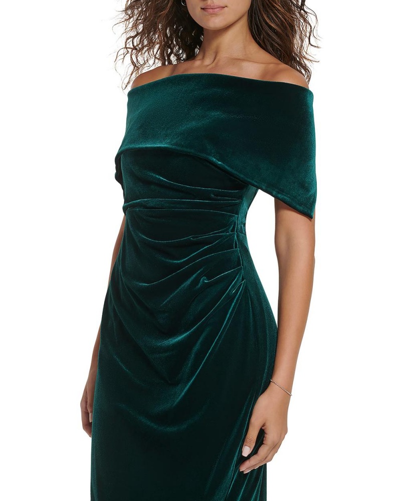 Vince Camuto Ruched Off-The-Shoulder Saty Damske Zelene | ATQU-16924