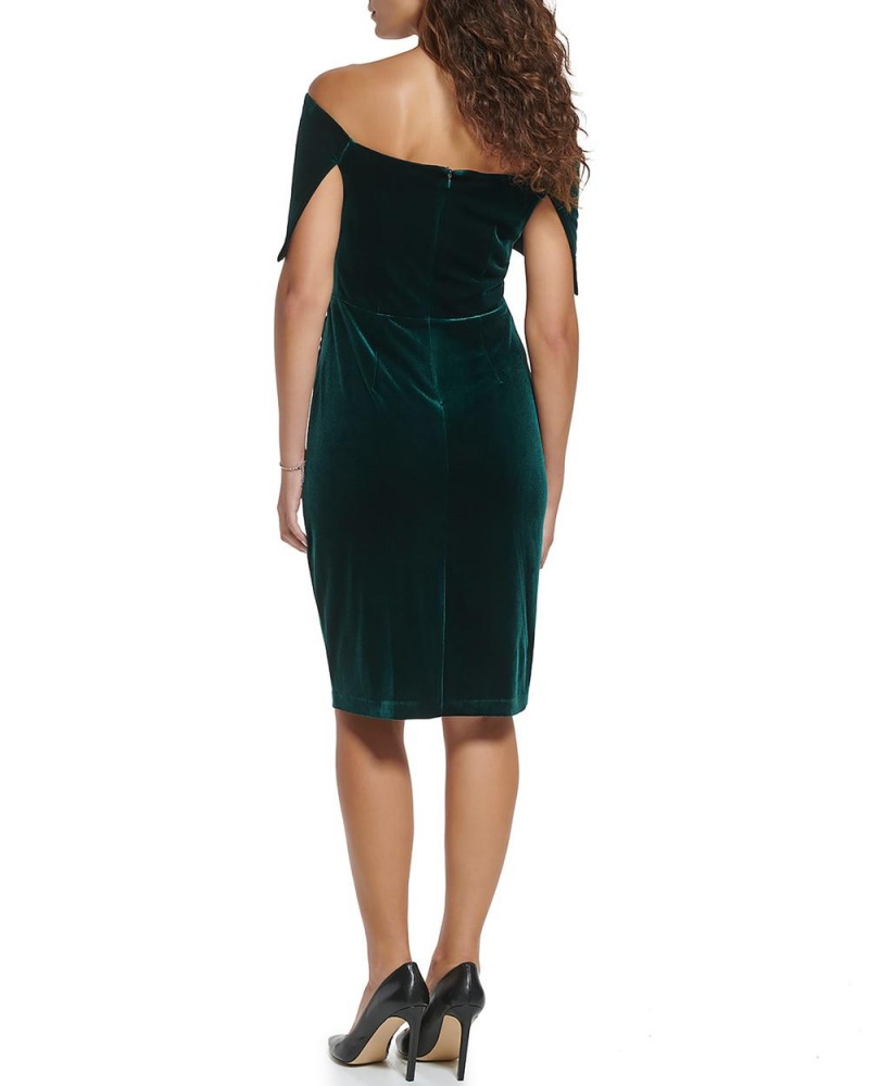 Vince Camuto Ruched Off-The-Shoulder Saty Damske Zelene | ATQU-16924