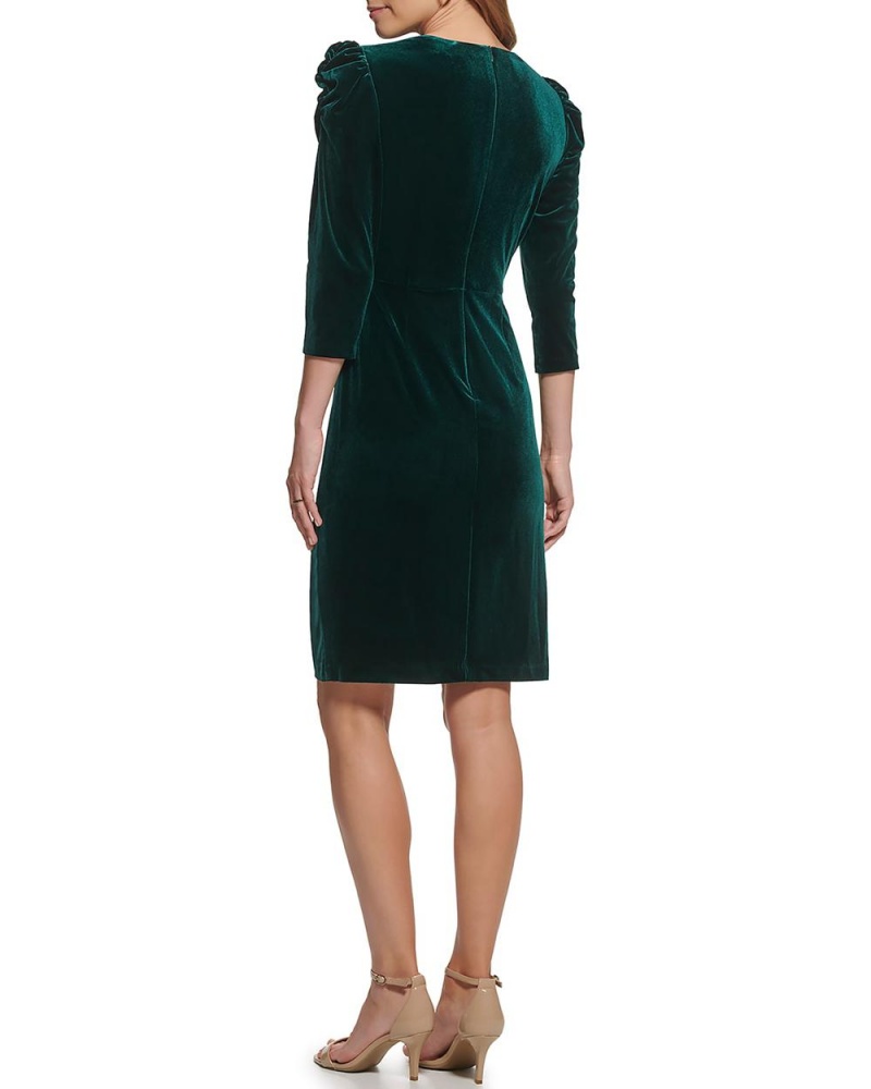 Vince Camuto Ruched Puff-Shoulder Saty Damske Zelene | OHVI-64035