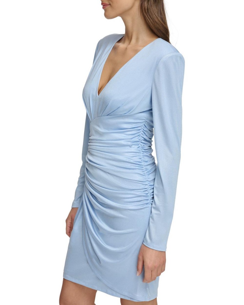 Vince Camuto Ruched V-Neck Saty Damske Modre | VLOE-67809