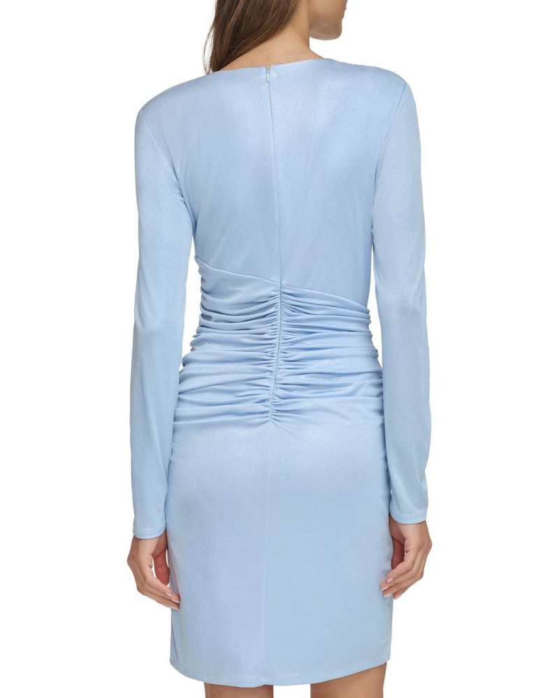 Vince Camuto Ruched V-Neck Saty Damske Modre | VLOE-67809