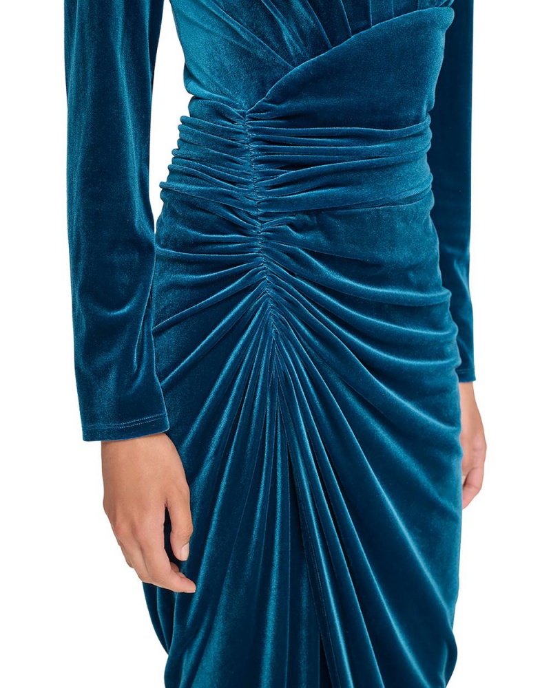 Vince Camuto Ruched Velvet Gown Maxi Šaty Damske Modre Tyrkysový | YGDX-04368