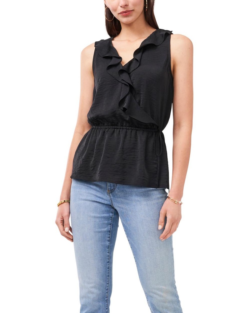 Vince Camuto Ruffle-Trimmed Peplum Topy Damske Čierne | TNDV-92467