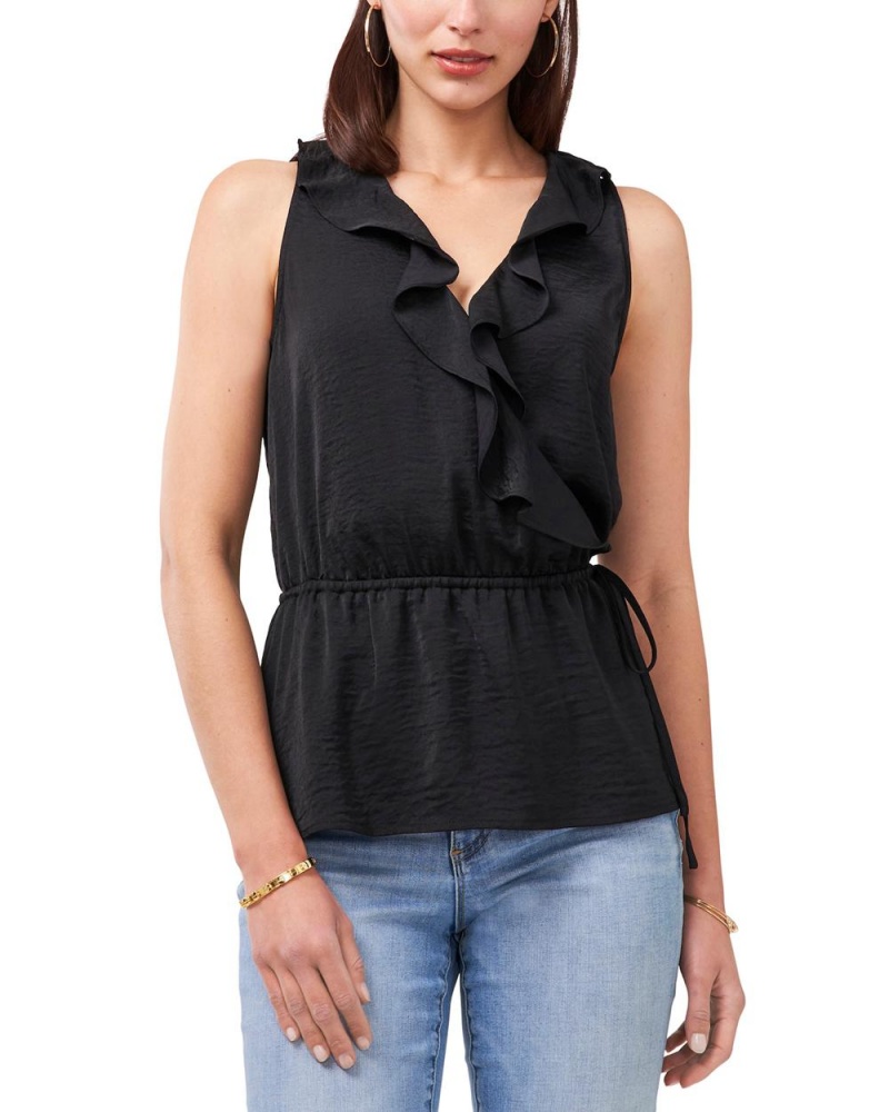 Vince Camuto Ruffle-Trimmed Peplum Topy Damske Čierne | TNDV-92467