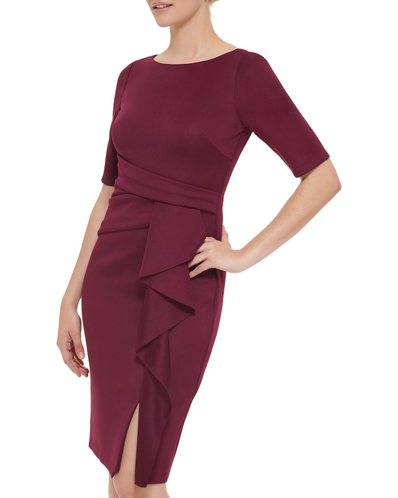 Vince Camuto Ruffled-Skirt Midi Šaty Damske Bordove | UZGP-12439