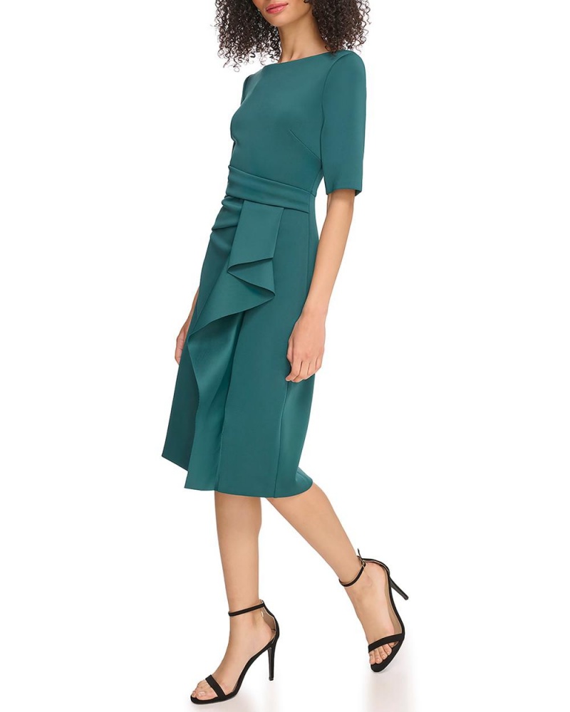 Vince Camuto Ruffled-Skirt Midi Šaty Damske Zelene | FYPT-12047