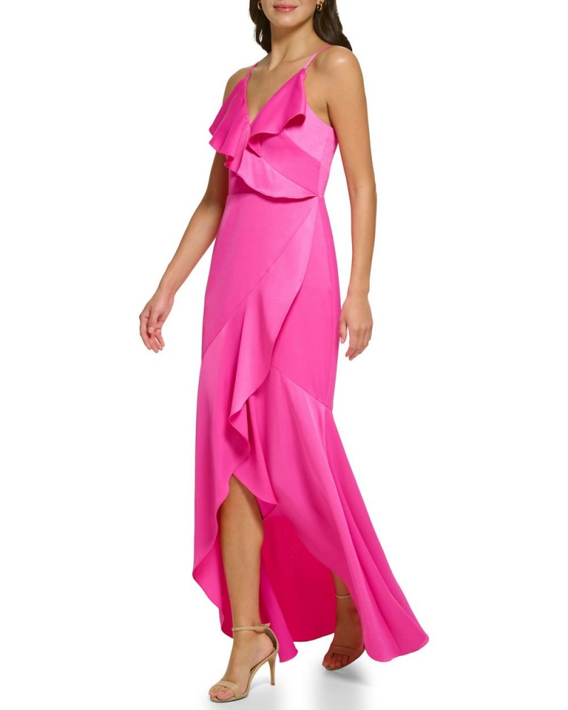 Vince Camuto Ruffled Asymmetrical Gown Maxi Šaty Damske Fuchsie Ruzove | QRGC-48061
