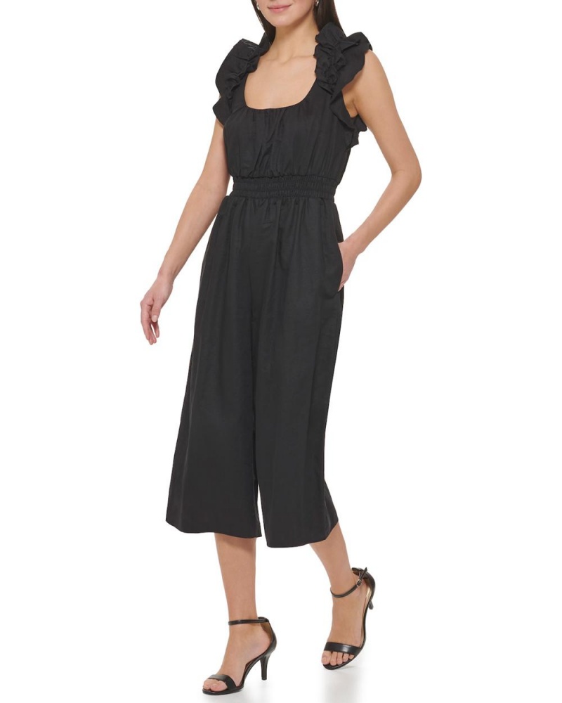 Vince Camuto Ruffled Cropped Kombineza Damske Čierne | SICT-60583