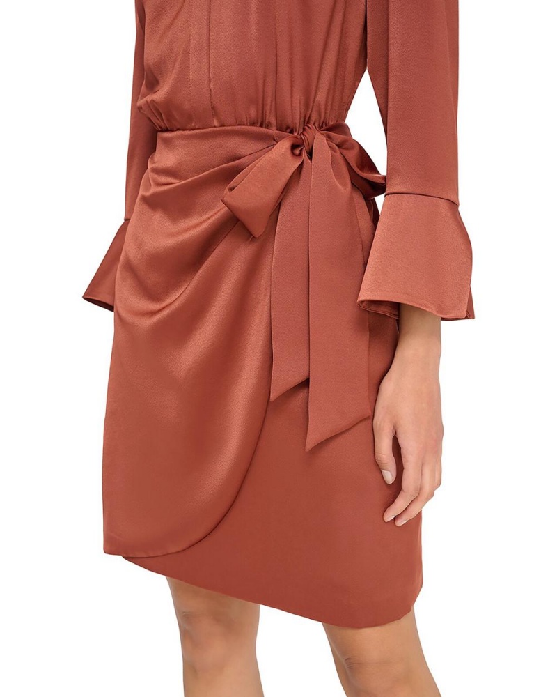 Vince Camuto Satin Crossover-Skirt Shirtdress Košeľové Šaty Damske Hnede | SNDZ-89351