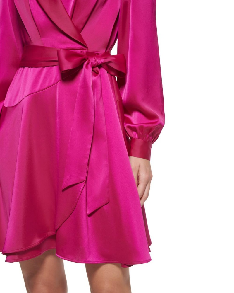 Vince Camuto Satin Faux-Wrap Saty Damske Fuchsie Ruzove | ZPKE-63784