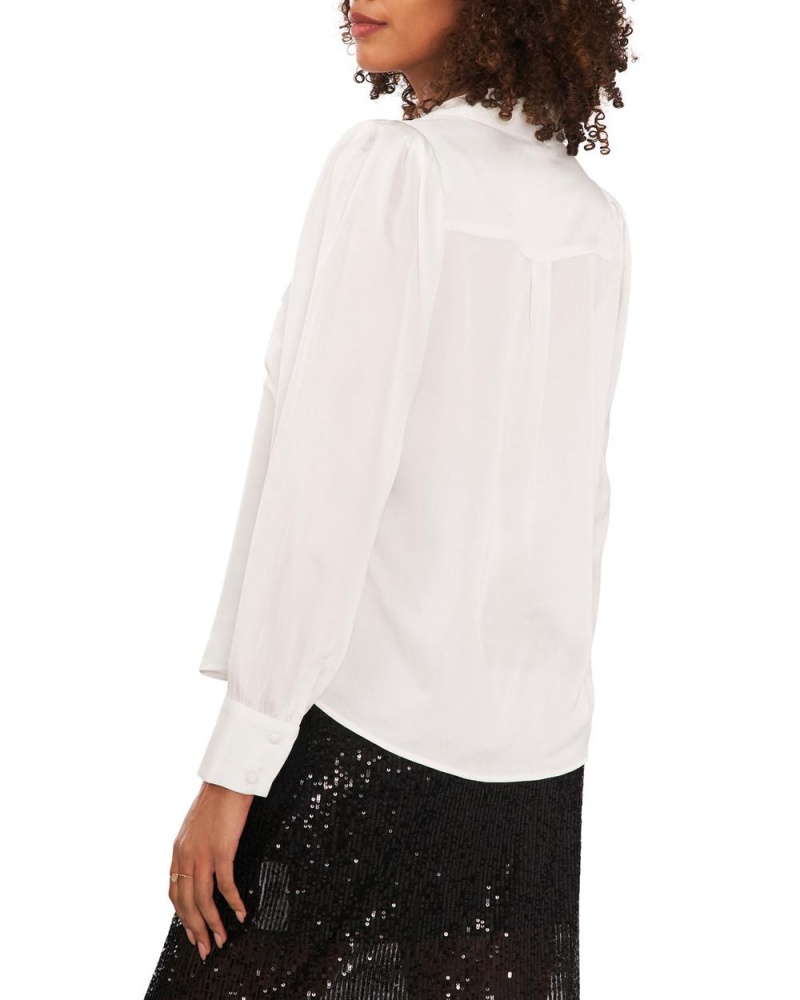 Vince Camuto Satin Utility Shirt Kosela Damske Biele | OHPY-46958