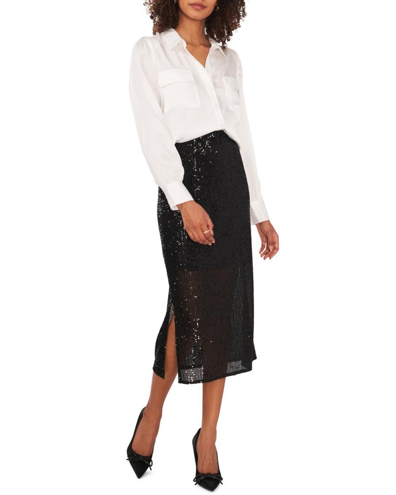Vince Camuto Satin Utility Shirt Kosela Damske Biele | OHPY-46958