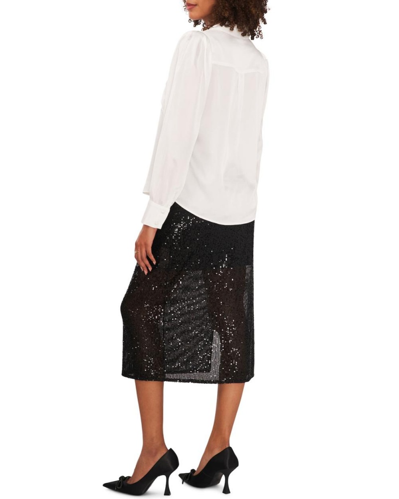 Vince Camuto Satin Utility Shirt Kosela Damske Biele | OHPY-46958