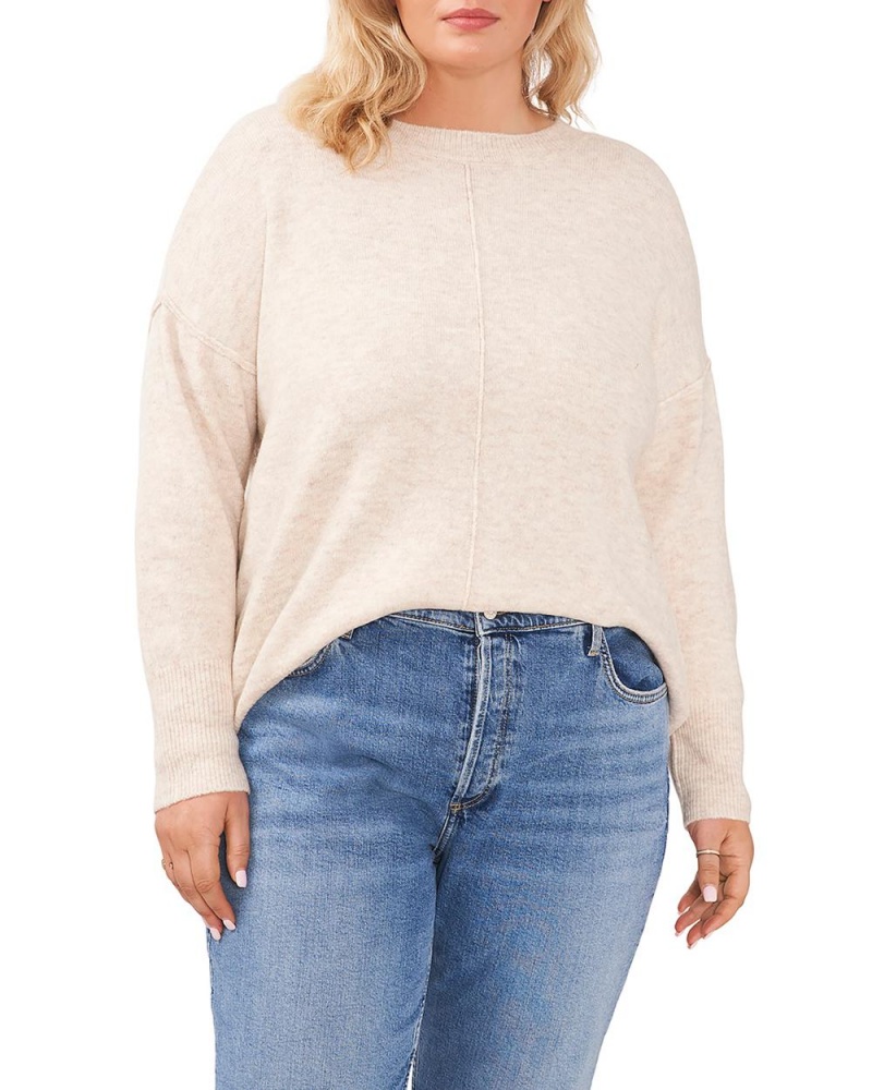 Vince Camuto Seamed Crewneck (Plus Size) Sveter Damske Hnedožltý | OINP-50718